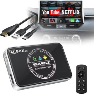 4-in-1 Wireless CarPlay Adapter & Android Auto Wireless Adapter, Stream Netflix, YouTube, and More, Split-Screen & Mirroring, for Cars with…