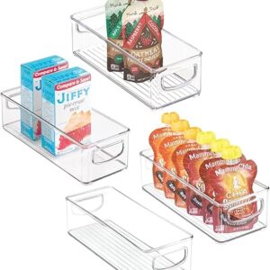 mDesign Plastic Stackable Small Organizing Bin Kitchen Pantry Cabinet, Refrigerator, Freezer Food Organization Storage Bins with Handles, D…