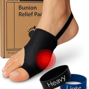 Soxsense Bunion Relief Pads & Toe Exercise Bands (Heavy, Light) Big Toe Straightener-Bunion Splint -Hallux Valgus Pain Relief Compression (…