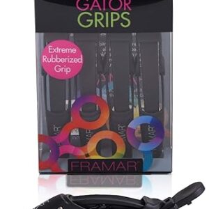Framar Gator Grips Black Styling Hair Clips – Professional Black Hair Clips with Hair Styling and Sectioning, Rubberized – Wide Teeth & Dur…