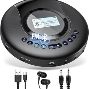 ARAFUNA Portable CD Player Bluetooth with FM Radio, 2000mAh Rechargeable CD Player for Car with LCD Screen, Anti Shock Protection Compact P…