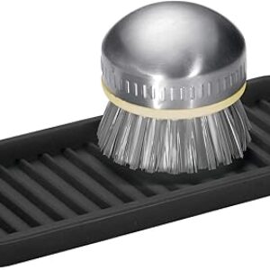 iDesign Lineo BPA-Free Flexible Silicone Sponge and Soap Tray, 9″ x 3.5″ x 0.5″, Black