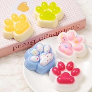 5 Pcs Taba Squishy Cat Paw Toys, Cute Cat Paw Squeeze Toys for Stress Relief, Soft Kawaii Squeeze Fidget Toys, Colorful Sensory Fidget Deco…