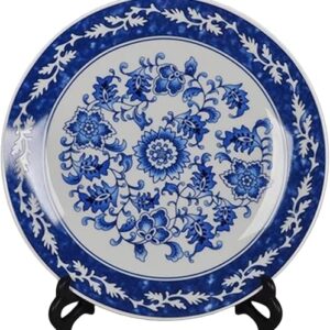 Blue and White Floral Decorative Plate