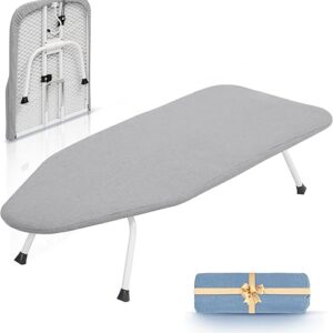 STORAGE MANIAC Tabletop Ironing Broad, All Iron Mini Folding Ironing Broad with 2 Removable Cover, Portable Small Ironing Broad with 7 mm T…