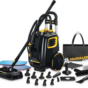 McCulloch MC1385 Deluxe Canister Steam Cleaner, 2-Hour Runtime, Chemical-Free, 23 Accessories: Mop Head, Brushes & More – Built for Home, T…