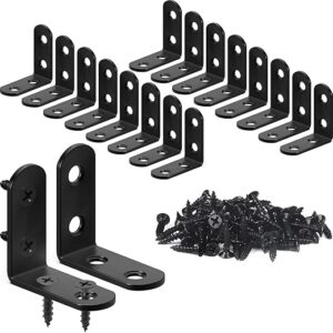 18PCS L Bracket Corner Bracket, FATLODA Stainless Steel L Brackets for Shelves, Black Small Right Angle Bracket, Metal Corner Brace for Woo…