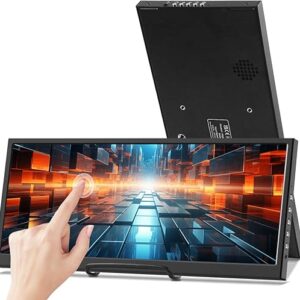 12.3 Inch Touchscreen Secondary Monitor, IPS Stretched Bar LCD Travel Touch Display 1920 * 720 HDMI USBC, Portable Touch Screen for Laptop …