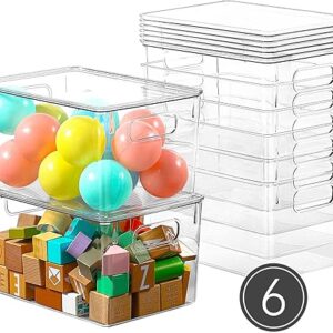 6 Pack Clear Storage Bins with Lids, 7 Quart Stackable Storage Boxes for Storage and Organization, Plastic Storage Containers with Lids, Pl…