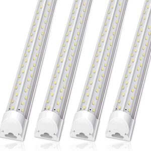 8FT LED Shop Light Fixture, 100W, 13000LM, 6000K Super Bright White, Upgrade Linkable LED Garage Lights Fixture, T8 Tube Light, No RF & FM …