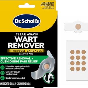 Dr Scholl’s Clear Away Wart Remover Hydrogel Bandages for Fingers and Toes, 12 Treatments – Clinically Proven Effective Wart Removal and Cu…