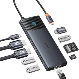 Baseus Docking Station Dual Monitor,10Gbps 10 in 1 Docking Station with 2 HDMI Single 4K@120Hz, Dual 4K@ 60Hz,10Gbps USB C and USB A, Gigab…