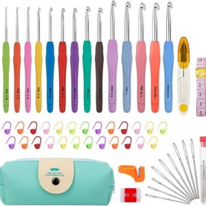 Crochet Hooks 14 Sizes Crochet Hook Set, 53 Pack Yarn Crochet Kit for Beginners, Knitting Needles with Ergonomic Handles for Arthritic Hand…