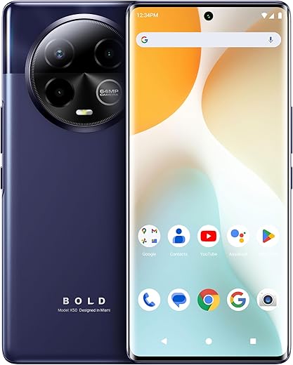 Bold K50 | 5G| 2024 | 3-Day Battery | Unlocked | 6.7” FHD+ 3D AMOLED | 256/8GB | Triple 64MP Camera | US Version | US Warranty | Purple