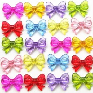 Mo Sheng Accessory 30pcs Beautiful Bows Acrylic Charm Necklace Bracelet Chain Jewelry Making Colorful Beads Diy Craft Supply (Bow 3)