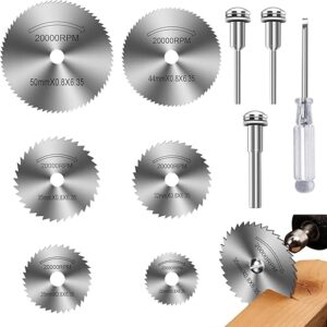 Drill Saw Blades for Dremel Rotary Tool 6Pcs HSS Saw Disc Wheel Cutting Blades with 2Pcs 1/8″ Round Shank,1Pcs 1/4″ Round Shank for Wood Pl…