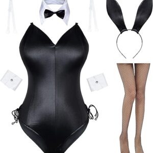 Womens Bunny Costume Girl Suit Senpai Cosplay Anime Role Costume One Piece Bodysuit Stockings Set