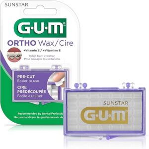 GUM Orthodontic Wax for Braces and Dental Devices – Soothing Dental Wax with Vitamin E and Aloe Vera – Clear Color – Unflavored (Pack of 1)