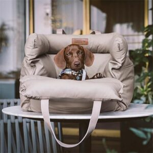 FUNNYFUZZY Dog Car Seat for Small Dogs, Waterproof Dog Car Bed with Storage Pocket, Safety Clip-On Dogs Leash, Detachable Portable Pet Cars…