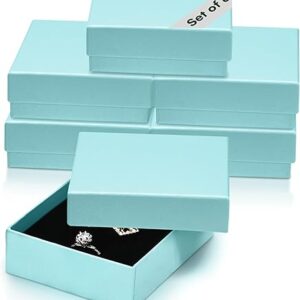 Dawhud Direct Small Jewelry Box – 6-Pack Cardboard Small Gift Boxes with Lids and Black Cushion – Ideal for Earrings, Bracelets, and Neckla…