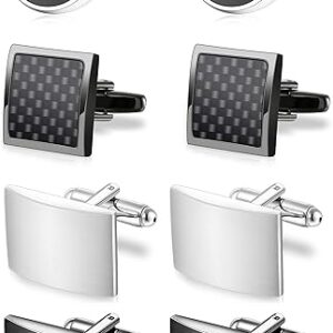 4 Pairs Cufflinks for Men Set Unique Cuff Links Mens Business Groom Gifts