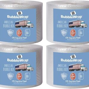 4 large rolls of Bubble Wrap total 700 feet, small bubble wrap 3/16 cushioning, 700 ft, heavy duty, perforated Every 12″ Made in the USA by…
