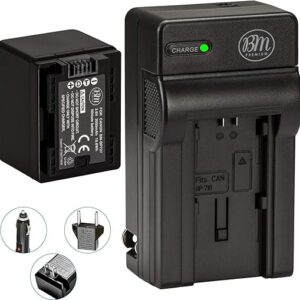 BM Premium BP-727 Battery and Charger for Canon Vixia HFR80, HFR82, HFR800, HFR30, HFR32, HFR300, HFR40, HFR42, HFR400, HFR50, HFR52, HFR50…