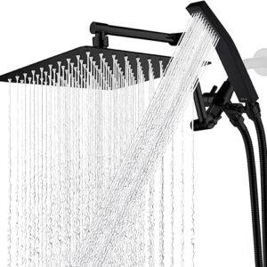 G-Promise All Metal 10 Inches Rainfall Shower Head with Handheld Spray Combo, 3 Settings Diverter, Adjustable Extension Arm with Lock Joint…
