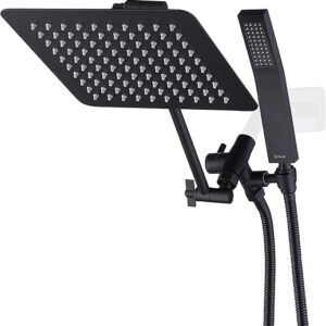 G-Promise All Metal 10″ Dual Square Shower Head Combo | Rain Shower Head | Handheld Shower Wand | Adjustable | 3-Way Diverter | 71″ Extra L…