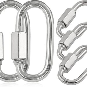 5pcs M4 Quick Link Chain, 5/32 Inch Stainless Steel Quick Links, D Shape Locking Quick Connector – 500lb Capacity