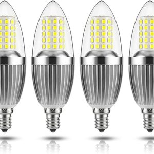 gezee LED Candelabra Bulb, Non-Dimmable, 100 Watt Equivalent, 12W LED Candle Bulbs, Daylight White 6000K, 120V, 1200Lumens, E12 Base, Chand…