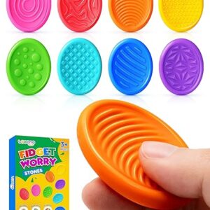 LESONG Textured Fidget Stones for Kids: 8 Pack Sensory Anxiety Relief Toys for ADHD & Autism Classroom Easter Use