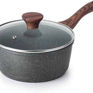 SENSARTE Nonstick Saucepan with Lid, 1.5 Quarts Small Pot with Swiss Granite Coating, Stay-cool Handle, Multipurpose Handy Sauce Pot Small …