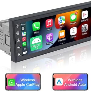 Single Din Touchscreen Car Stereo Radio Wireless Carplay Android Auto, 6.9 Inch Car Stereo Android 2G+32G with GPS Navigation WiFi FM SWC U…