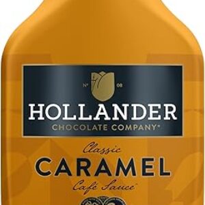 Hollander Caramel Café Sauce | GMO Free, Corn Syrup Free, Soy/Gluten Free |15 fl. oz. Squeeze Bottle | Flip Cap