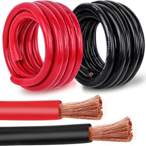 4 Gauge Battery Cable Copper Wire, 5FT Red+5FT Black 4 AWG Welding Cable Standard USA OFC Wire for Automotive, Battery, Solar, Marine and G…