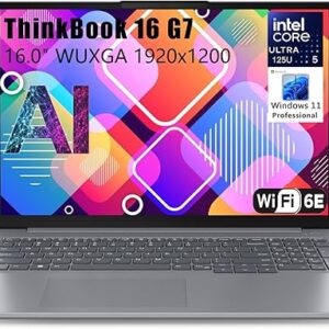 Lenovo Thinkbook 16 G7 Ultra 5 Premium Laptop Computer Intel 12-Core 16″ FHD 16GB DDR5 RAM, 512GB PCIe SSD Thunderbolt 4 WiFi 6E RJ45 Win 1…
