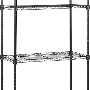Amazon Basics 4-Shelf Steel Wire Storage Rack, Adjustable, Sturdy, Easy Assembly, 13.4 D x 23.2 W x 48 H in, Black