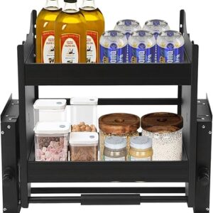 YIYIBYUS Pull Down Shelf,Pull Down Shelf Cabinet Organizer,24 Inch Kitchen Pull Out Cabinet Organizer,Convenient Heavy-Duty 2-Tier Wall Pul…