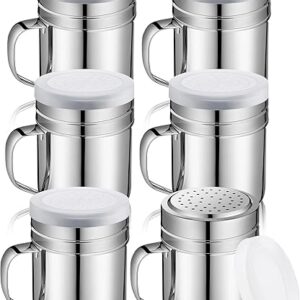 Lallisa 6 Pcs 10oz Stainless Steel Salt and Pepper Shakers with Lid and Handle Dredge Spice Seasoning Condiment Popcorn Salt Shaker Powder …