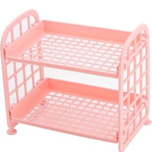 UnnFiko 2-Layers Table Shelf Organizer, Adjustable Plastic Storage Rack Shelf Square Basket Desk Stand Table Storage Organizer Shelves (Pin…