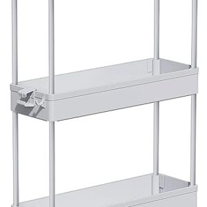 SPACEKEEPER Slim Rolling Storage Cart, 3 Tier Storage Organizer Laundry Room Organizer Mobile Shelving Unit, Multi-Purpose for Kitchen Offi…