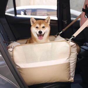 FUNNY FUZZY Waterproof Dog Car Seat for Small & Medium Dogs up to 35lbs,Fully Detachable and Washable Dog Travel Carrier&Pet Car Seat Bed w…