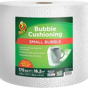 Duck Brand Small Bubble Cushioning Wrap for Moving & Shipping – 175 FT Bubble Packing Wrap for Extra Protection Packaging Boxes & Mailers -…