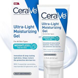CeraVe Ultra-Light Moisturizing Gel, Hydrating Gel Face Moisturizer with Ceramides, Niacinamide, Hyaluronic Acid, Fragrance Free, Oil-Free,…