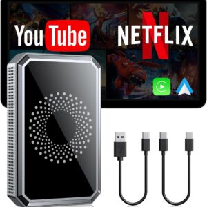 LAMTTO 3-in-1 Magic Video Box for Streaming Netflix/YouTube/TikTok, Wireless Carplay Adapter Dongle with USB Drive for OEM Wired Apple Car …