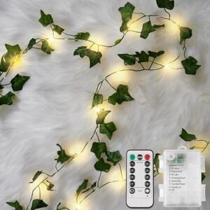 suddus Vine with Fairy Lights Battery Operated, 33ft 100 LED Ivy String Lights with Remote, Leaf Lights for Bedroom, Room, Wall, Garden, Pa…