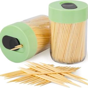 Urbanstrive Sturdy Safe Toothpick Holder with 800 Natural Wood Toothpicks for Teeth Cleaning, Unique Home Design Decoration, Unusual Gift, …