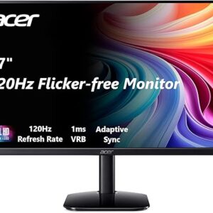 acer KB272 G0bi 27″ IPS Full HD (1920 x 1080) Gaming Office Monitor | Adaptive-Sync Support (FreeSync Compatible) | Up to 120Hz Refresh | 1…