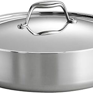 Tramontina Tri-Ply Clad Stainless Steel 6-Quart Braiser Pan with Lid, Induction-Ready, Dishwasher-Safe, NSF-Certified, Made in Brazil